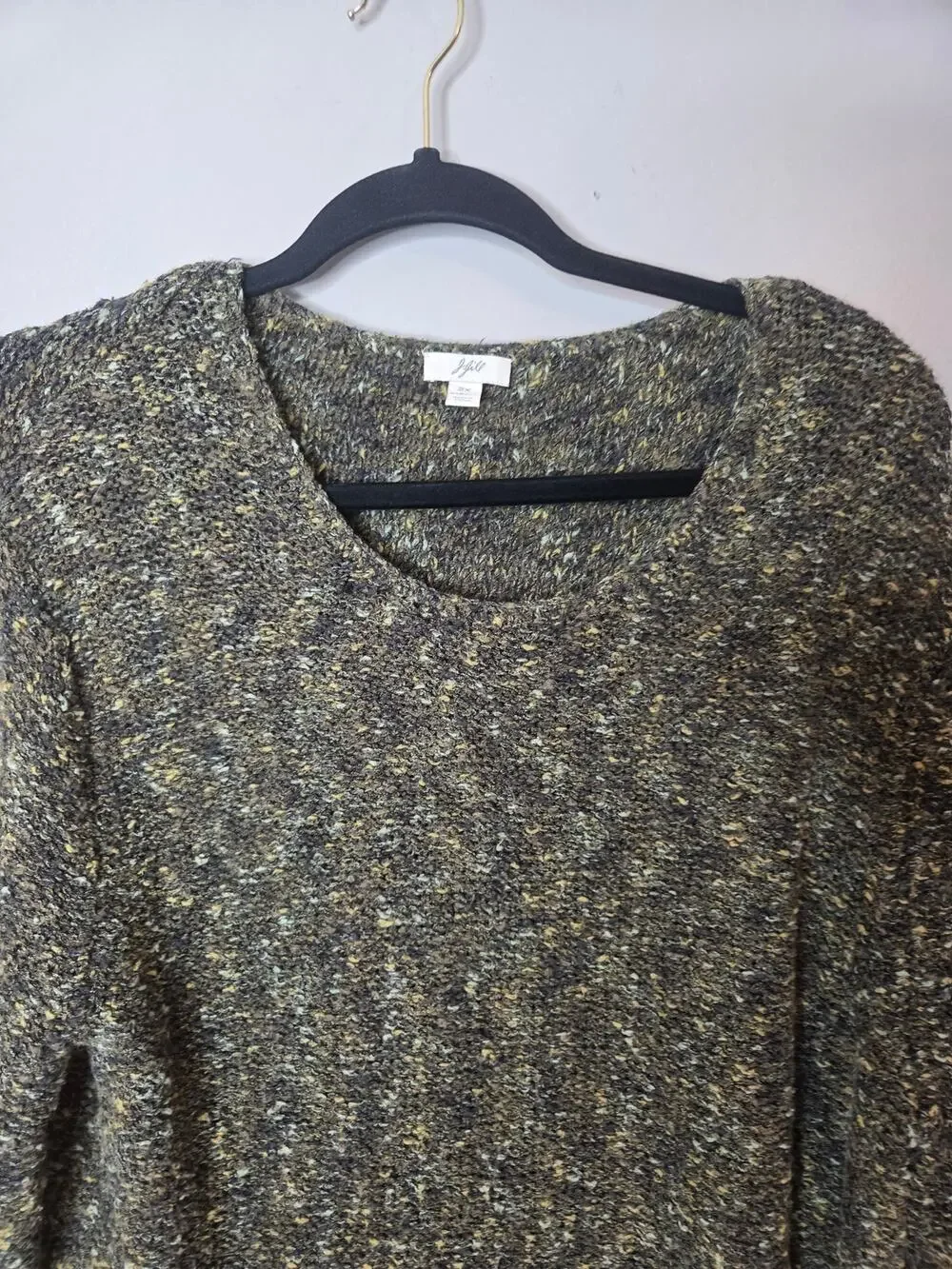J. Jill Women's 2X Green Tan Speckled Cotton Loose Stitch Long Sleeve Sweater
